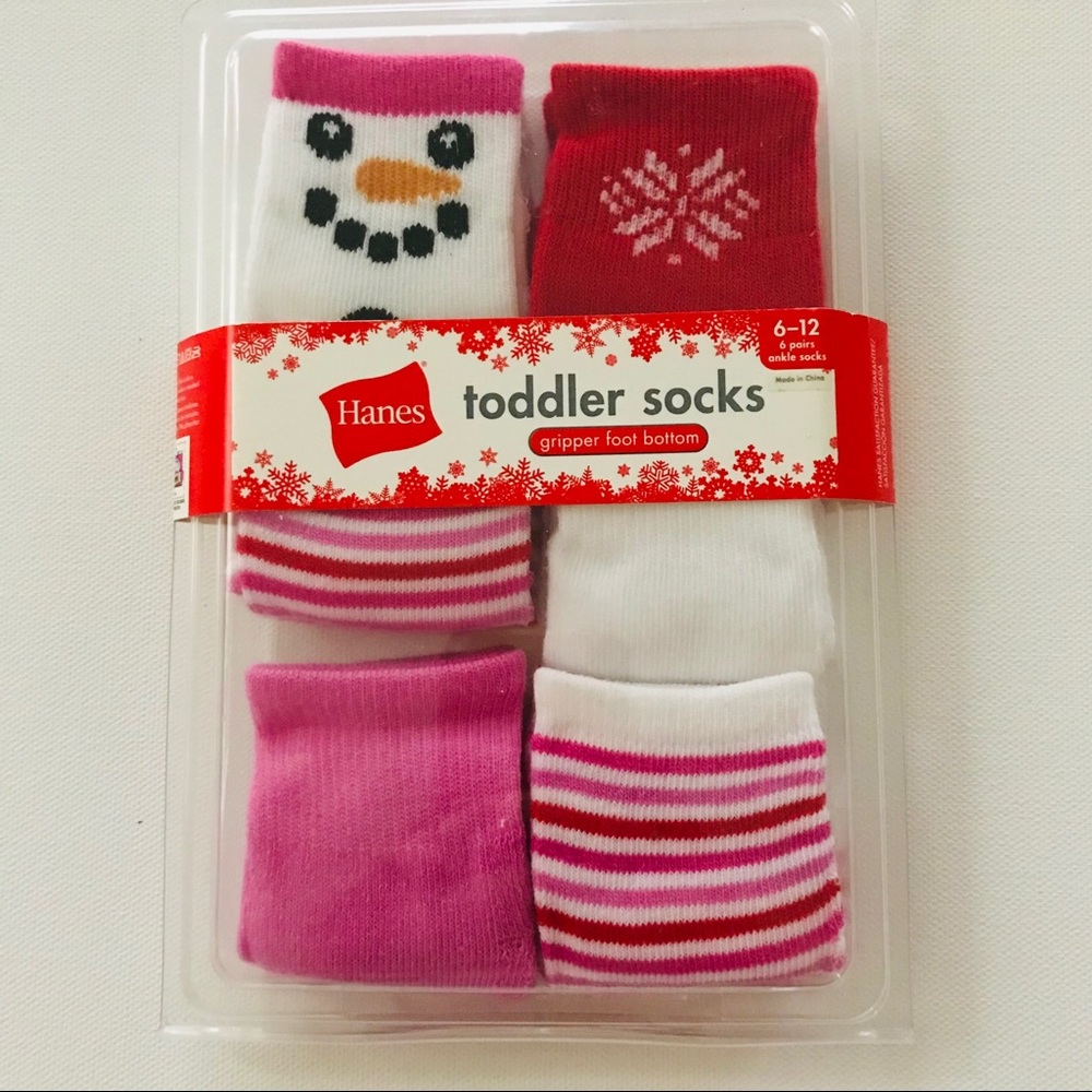 Holiday Baby Girl 6 Pairs Ankle Socks Snowman Red Pink Christmas Fair Isle